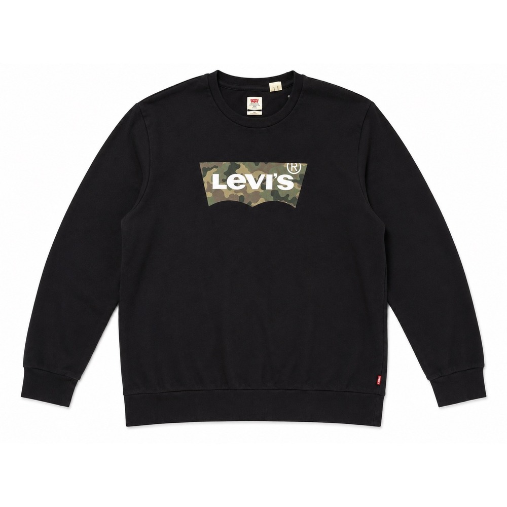 Levi's‎ Graphic Logo Crewneck Sweatshirt Men's XL Black Camo Batwing Pullover